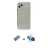MARSİLYAN™- iPhone 11 Pro Max Kılıf Ahenk Doku - Siyah 3D Antistatik Seramik Nano Ekran Koruyucu + Metal Kamera Lens Koruma Cam - GD