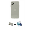MARSİLYAN™- iPhone 11 Pro Max Kılıf Ahenk Doku - Siyah 3D Antistatik Seramik Nano Ekran Koruyucu + Rainbow Kamera Lens Koruma Cam - GD