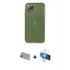 MARSİLYAN™- iPhone 11 Pro Max Kılıf Ahenk Doku - Siyah 3D Antistatik Seramik Nano Ekran Koruyucu + Rainbow Kamera Lens Koruma Cam - GD