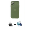 MARSİLYAN™- iPhone 11 Pro Max Kılıf Ahenk Doku - Siyah 3D Antistatik Seramik Nano Ekran Koruyucu + Kamera Lens Koruma Cam - SF