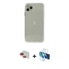 MARSİLYAN™- iPhone 11 Pro Max Kılıf Ahenk Doku - Siyah 3D Antistatik Seramik Nano Ekran Koruyucu + Pers Alüminyum Kamera Lens - KI