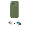 MARSİLYAN™- iPhone 11 Pro Max Kılıf Ahenk Doku - Siyah 3D Antistatik Seramik Nano Ekran Koruyucu + Pers Alüminyum Kamera Lens - KI