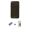 MARSİLYAN™- iPhone 11 Pro Max Kılıf Ahenk Doku - Siyah 6D Mat Seramik Hayalet Nano Ekran Koruyucu + Metal Kamera Lens Koruma Cam - AKYL
