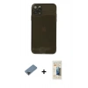 MARSİLYAN™- iPhone 11 Pro Max Kılıf Ahenk Doku - Siyah 6D Mat Seramik Hayalet Nano Ekran Koruyucu + Metal Kamera Lens Koruma Cam - SH