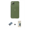 MARSİLYAN™- iPhone 11 Pro Max Kılıf Ahenk Doku - Siyah 6D Mat Seramik Hayalet Nano Ekran Koruyucu + Pembe Shine Kamera Lens Koruma Cam
