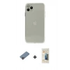 MARSİLYAN™- iPhone 11 Pro Max Kılıf Ahenk Doku - Siyah 6D Mat Seramik Hayalet Nano Ekran Koruyucu + Pembe Shine Kamera Lens Koruma Cam