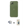 MARSİLYAN™- iPhone 11 Pro Max Kılıf Ahenk Doku - Siyah 6D Mat Seramik Hayalet Nano Ekran Koruyucu + Pers Alüminyum Kamera Lens - LT