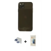 MARSİLYAN™- iPhone 11 Pro Max Kılıf Ahenk Doku - Siyah 6D Mat Seramik Hayalet Nano Ekran Koruyucu + Pers Alüminyum Kamera Lens - LT
