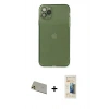 MARSİLYAN™- iPhone 11 Pro Max Kılıf Ahenk Doku - Siyah 6D Mat Seramik Hayalet Nano Ekran Koruyucu + Rainbow Kamera Lens Koruma Cam - GD