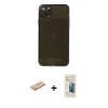 MARSİLYAN™- iPhone 11 Pro Max Kılıf Ahenk Doku - Siyah 6D Mat Seramik Hayalet Nano Ekran Koruyucu + Renkli Kamera Lens Koruma Cam - PE