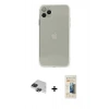 MARSİLYAN™- iPhone 11 Pro Max Kılıf Ahenk Doku - Siyah 6D Mat Seramik Hayalet Nano Ekran Koruyucu + Pers Alüminyum Kamera Lens - SH