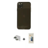 MARSİLYAN™- iPhone 11 Pro Max Kılıf Ahenk Doku - Siyah 6D Mat Seramik Hayalet Nano Ekran Koruyucu + Yeşil Pers Alüminyum Kamera Lens