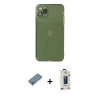 MARSİLYAN™- iPhone 11 Pro Max Kılıf Ahenk Doku - Siyah Bilvis Hayalet Cam Ekran Koruyucu + Metal Kamera Lens Koruma Cam - GS
