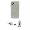 MARSİLYAN™- iPhone 11 Pro Max Kılıf Ahenk Doku - Siyah Bilvis Hayalet Cam Ekran Koruyucu + Pers Alüminyum Kamera Lens - KI