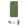 MARSİLYAN™- iPhone 11 Pro Max Kılıf Ahenk Doku - Siyah Bilvis Hayalet Cam Ekran Koruyucu + Pers Alüminyum Kamera Lens - KI