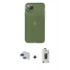 MARSİLYAN™- iPhone 11 Pro Max Kılıf Ahenk Doku - Siyah Bilvis Hayalet Cam Ekran Koruyucu + Pers Alüminyum Kamera Lens - LT