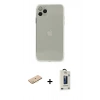 MARSİLYAN™- iPhone 11 Pro Max Kılıf Ahenk Doku - Siyah Bilvis Hayalet Cam Ekran Koruyucu + Renkli Kamera Lens Koruma Cam - SI