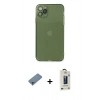 MARSİLYAN™- iPhone 11 Pro Max Kılıf Ahenk Doku - Siyah Bilvis Hayalet Cam Ekran Koruyucu + Shine Kamera Lens Koruma Cam - SABE