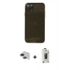 MARSİLYAN™- iPhone 11 Pro Max Kılıf Ahenk Doku - Siyah Bilvis Hayalet Cam Ekran Koruyucu + Pers Alüminyum Kamera Lens - SH