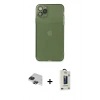 MARSİLYAN™- iPhone 11 Pro Max Kılıf Ahenk Doku - Siyah Bilvis Hayalet Cam Ekran Koruyucu + Pers Alüminyum Kamera Lens - SH