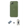 MARSİLYAN™- iPhone 11 Pro Max Kılıf Ahenk Doku - Siyah Bilvis Hayalet Cam Ekran Koruyucu + Siyah Shine Kamera Lens Koruma Cam