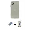 MARSİLYAN™- iPhone 11 Pro Max Kılıf Ahenk Doku - Siyah Bilvis Hayalet Cam Ekran Koruyucu + Siyah Shine Kamera Lens Koruma Cam
