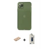 MARSİLYAN™- iPhone 11 Pro Max Kılıf Ahenk Doku - Siyah Bilvis Hayalet Cam Ekran Koruyucu + Renkli Kamera Lens Koruma Cam - TU
