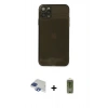 MARSİLYAN™- iPhone 11 Pro Max Kılıf Ahenk Doku - Siyah Joko Magic 5D Hayalet Cam + Pers Alüminyum Kamera Lens - LT