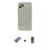 MARSİLYAN™- iPhone 11 Pro Max Kılıf Ahenk Doku - Siyah Joko Magic 5D Hayalet Cam + Metal Kamera Lens Koruma Cam - SH