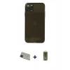 MARSİLYAN™- iPhone 11 Pro Max Kılıf Ahenk Doku - Siyah Joko Magic 5D Hayalet Cam + Rainbow Kamera Lens Koruma Cam - YL