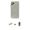 MARSİLYAN™- iPhone 11 Pro Max Kılıf Ahenk Doku - Siyah Joko Magic 5D Hayalet Cam + Renkli Kamera Lens Koruma Cam - MI