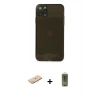 MARSİLYAN™- iPhone 11 Pro Max Kılıf Ahenk Doku - Siyah Joko Magic 5D Hayalet Cam + Renkli Kamera Lens Koruma Cam - MI
