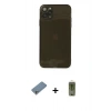 MARSİLYAN™- iPhone 11 Pro Max Kılıf Ahenk Doku - Siyah Joko Magic 5D Hayalet Cam + Shine Kamera Lens Koruma Cam - GS