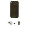 MARSİLYAN™- iPhone 11 Pro Max Kılıf Ahenk Doku - Siyah Joko Magic 5D Hayalet Cam + Siyah Pers Alüminyum Kamera Lens