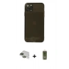 MARSİLYAN™- iPhone 11 Pro Max Kılıf Ahenk Doku - Siyah Joko Magic 5D Hayalet Cam + Pers Alüminyum Kamera Lens - YL