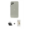 MARSİLYAN™- iPhone 11 Pro Max Kılıf Ahenk Doku - Siyah Mat Seramik Nano Ekran Koruyucu + Kamera Lens Koruma Cam - SF