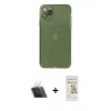 MARSİLYAN™- iPhone 11 Pro Max Kılıf Ahenk Doku - Siyah Mat Seramik Nano Ekran Koruyucu + Kamera Lens Koruma Cam - SF