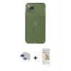 MARSİLYAN™- iPhone 11 Pro Max Kılıf Ahenk Doku - Siyah Mat Seramik Nano Ekran Koruyucu + Pers Alüminyum Kamera Lens - LT