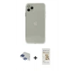 MARSİLYAN™- iPhone 11 Pro Max Kılıf Ahenk Doku - Siyah Mat Seramik Nano Ekran Koruyucu + Pers Alüminyum Kamera Lens - LT