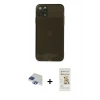 MARSİLYAN™- iPhone 11 Pro Max Kılıf Ahenk Doku - Siyah Mat Seramik Nano Ekran Koruyucu + Pers Alüminyum Kamera Lens - LT