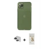 MARSİLYAN™- iPhone 11 Pro Max Kılıf Ahenk Doku - Siyah Mat Seramik Nano Ekran Koruyucu + Pers Alüminyum Kamera Lens - SH