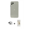 MARSİLYAN™- iPhone 11 Pro Max Kılıf Ahenk Doku - Siyah Mat Seramik Nano Ekran Koruyucu + Pers Alüminyum Kamera Lens - SH