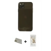 MARSİLYAN™- iPhone 11 Pro Max Kılıf Ahenk Doku - Siyah Mat Seramik Nano Ekran Koruyucu + Rainbow Kamera Lens Koruma Cam - GD