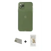 MARSİLYAN™- iPhone 11 Pro Max Kılıf Ahenk Doku - Siyah Mat Seramik Nano Ekran Koruyucu + Rainbow Kamera Lens Koruma Cam - GD