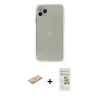MARSİLYAN™- iPhone 11 Pro Max Kılıf Ahenk Doku - Siyah Mat Seramik Nano Ekran Koruyucu + Renkli Kamera Lens Koruma Cam - TU