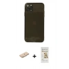 MARSİLYAN™- iPhone 11 Pro Max Kılıf Ahenk Doku - Siyah Mat Seramik Nano Ekran Koruyucu + Renkli Kamera Lens Koruma Cam - MI