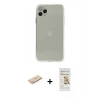 MARSİLYAN™- iPhone 11 Pro Max Kılıf Ahenk Doku - Siyah Mat Seramik Nano Ekran Koruyucu + Renkli Kamera Lens Koruma Cam - MI