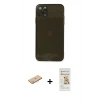 MARSİLYAN™- iPhone 11 Pro Max Kılıf Ahenk Doku - Siyah Mat Seramik Nano Ekran Koruyucu + Renkli Kamera Lens Koruma Cam - PE