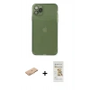MARSİLYAN™- iPhone 11 Pro Max Kılıf Ahenk Doku - Siyah Mat Seramik Nano Ekran Koruyucu + Renkli Kamera Lens Koruma Cam - TU