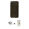 MARSİLYAN™- iPhone 11 Pro Max Kılıf Ahenk Doku - Siyah Mat Seramik Nano Ekran Koruyucu + Pers Alüminyum Kamera Lens - YL